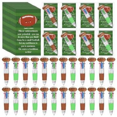 Imagem de Sayglossy 36 conjuntos de canetas de futebol americano presentes a granel alegres inspiradoras multicoloridas canetas esferográficas 4 em 1 design com cartões positivos para escola, estudantes