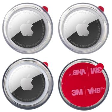 Imagem de echinff Pacote com 4 capas para Airtag, capa protetora com adesivo forte 3M compatível com etiquetas Apple Air para colar na TV, fones de ouvido remotos, mochilas, bagagem, laptop, câmera, bicicleta