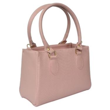 Imagem de Bolsa Feminina Média Transversal Tote croco - Manuela Marques , Rosa