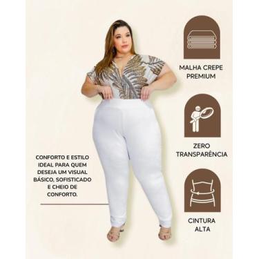 Imagem de Calça Branca Social Feminina Plus Size Malha Crepe Legging G1 ao G8 - 