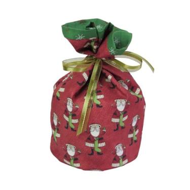 Imagem de Porta Papel Higiênico Natal em Algodão com Fechamento em Fita Xadrez