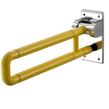 Imagem de Barras de apoio de apoio de segurança trilhos de mão aço inoxidável barra de apoio de vaso sanitário dobrável barra de equilíbrio de chuveiro para casa de banho corrimão em forma de U segurança flip up corrimão antiderrapante para idosos com deficiência (