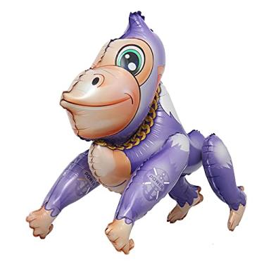 Imagem de Self Standing 4D Cute Cartoon Giant Tiger Gorilla ElephantAnimal Foil Balloon Happy Birthday Decorations Baby Shower Party Supplies Boys Toy (3D Gorilla Purple)