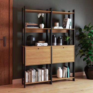 Imagem de Estante para Livros Industrial 8 Prateleiras 2 Portas - BRV Móveis