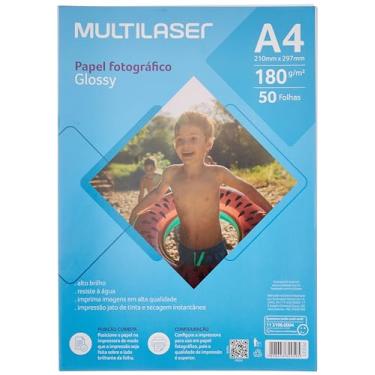 Imagem de Papel Fotográfico Glossy A4 180g 50 Folhas Branco Multilaser - PE031