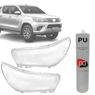 Imagem de Kit Lente Farol Hilux 2016 2017 2018 2019 2020 + Selante PU