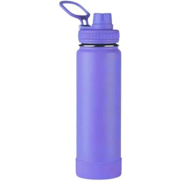 Imagem de Garrafa Térmica de Aço Inox, 800ml, com Alça, Tampa Rosqueável, Filtro, Isolamento, para Academia Trabalho Estudos, Bebidas Quentes e Frias (Roxo)