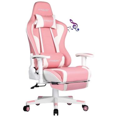 Imagem de Cadeira Gamer Ergonômica Ajustável com Apoio para os Pés, e Branca, GTRACING, Branco