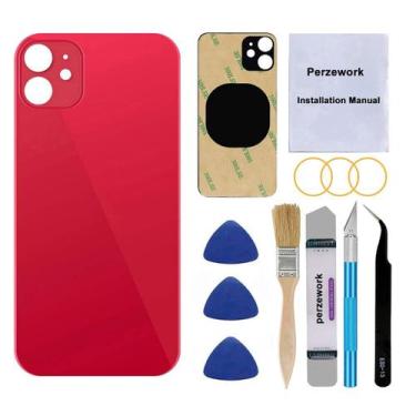 Imagem de Vidro traseiro Perzework iPhone 11 6.1" vermelho com kit de ferramenta