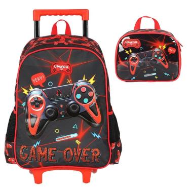 Imagem de Kit Mochila Rodinha Lancheira Luxcel Up4You Game On Vermelho