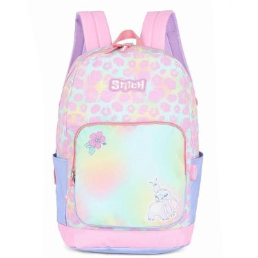Imagem de Mochila de Costas Luxcel Stitch Flores Rosa