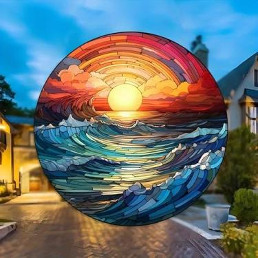 Imagem de Adesivos para janela anticolisão com cenário de pôr do sol para evitar que pássaros caiam na janela, adesivos de cola de vidro à prova d'água decorados