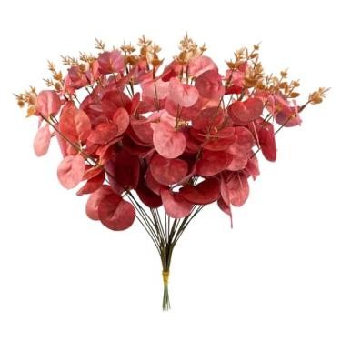 Imagem de 20 peças, caule artificial de eucalipto, folhas verdes falsas para casamentos, arranjos florais para decoração de casa