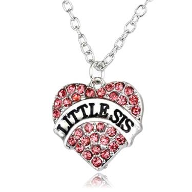 Imagem de Colar Big Sis Mid Sis Little Sister, presentes de aniversário para irmãs, pingente de coração para irmãs, One Size, Strass, Sem Pedra Preciosa