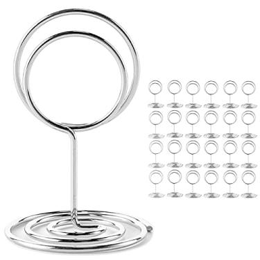 Imagem de 5 porta-cartões de mesa, porta-cartões, porta-cartões, arame, porta-fotos, porta-cartões, decoração de casamento, recepção, aniversário, (dourado)