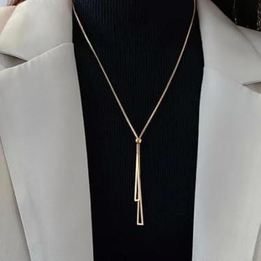 Imagem de Camada dupla, luxo leve feminino, design de nicho, decote suéter outono e inverno, No size, Metal, Sem Pedra Preciosa