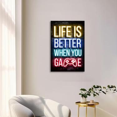 Imagem de 1 peça de arte de parede Life is Better When You Play Games para sala de estar e quarto, 20 x 30/20.3 x 30.5 cm, sem moldura