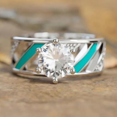 Imagem de Anéis de noivado de zircônia cúbica banhados a prata, alianças de compromisso, festas noturnas, presentes de dia dos namorados, alianças de eternidade para mulheres, 8, Cobre, Sem pedra preciosa