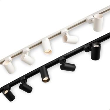 Imagem de Kit Trilho de Iluminação 1 Metro Branco ou Preto com 5 Spots LED 10W 3000K com Design Moderno e Eficiente (Preto)