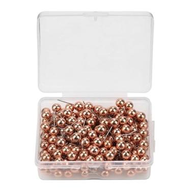 Imagem de Generic 200 PCS Alfinetes de Plástico de Aço Inoxidável, Tachinhas de Bola Redonda de 2 Cores Com Superfície Lisa e Brilhante para Projetos DIY Escritório Decoração de Casa Mapa (Ouro Rosa)