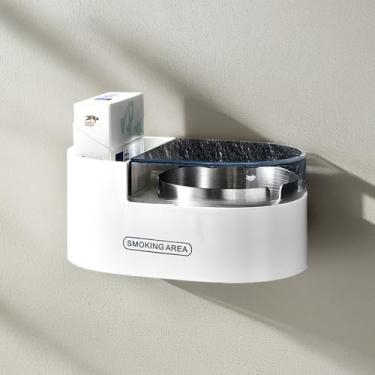 Imagem de Cinzeiro para exterior sem fumaça montado na parede bonito, cinzeiro criativo para casa de banho branco/transparente