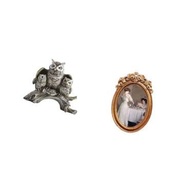 Imagem de Fenteer Escultura Moderna de Animal E Moldura de Resina Ornamentada, Ornamento de Mesa para Sala de Estar, Escritório, Quarto, Armário, Mesa de Cabecei