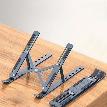 Imagem de Suporte portátil para laptop, suporte ergonômico para mesa, ângulos ajustáveis, suporte de liga de alumínio, compatível com laptops e iPad (10 a 15,6 polegadas), preto