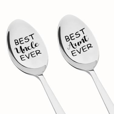 Imagem de Best Aunt and Uncle Ever Gifts for Auntie Uncle Ever Presentes de aniversário de Natal para tia tio colher presentes para tia tio chá café colher de sorvete para tia tio colher combinando para amantes