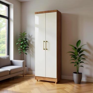 Imagem de Armário Multiuso Sapateira 2 Portas 5 Divisórias Compacto Cedro Areia