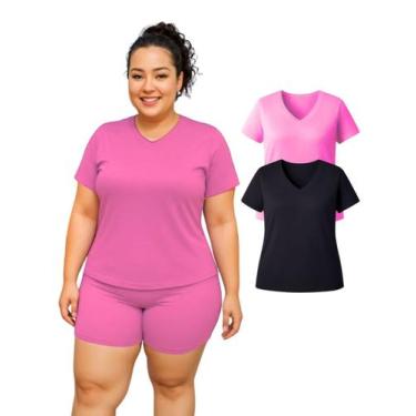 Imagem de Kit 2 Camiseta Manga Curta Dryfit Fitness Academia Plus Size - Sunset 