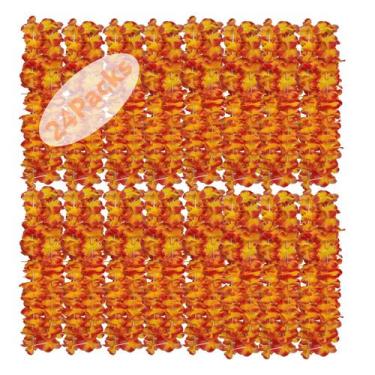 Imagem de Colares havaianos alaranjados Leis Forellfit, pacote com 24, 105 cm