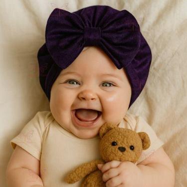 Imagem de Touca Gorro Turbante Com Laço Infantil Bebê Menina Recém Nascida a 06 