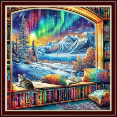 Imagem de Dimxvean Kits de ponto cruz estampado, kits de ponto cruz para adultos iniciantes, kits de bordado gama completa de kits de ponto cruz estampados, kits de ponto de cruz, padrões de ponto cruz, cenário