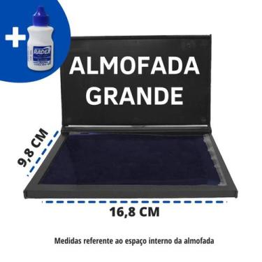 Imagem de Kit Almofada Carimbo Grande N4 Azul 16,8 x 9,8 cm com 1 Tinta Extra - 