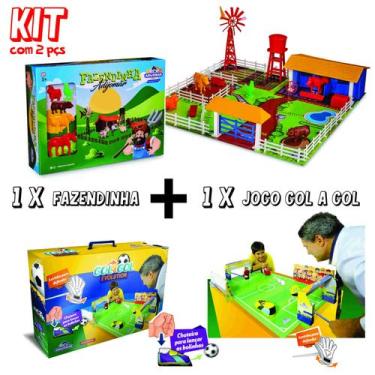 Imagem de Kit Jogo Infantil Futebol Gol a Gol +  Fazendinha - Adijomar Brinquedo
