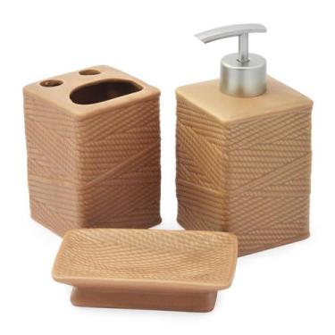Imagem de Kit De Banheiro Lavabo 3 Peças Terracota Marrom - Wincy