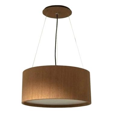 Imagem de Lustre Pendente Redondo em Madeira - Luminária de Uso Interno Residencial e Comercial - Tamanhos: 25 a 30cm Cores: Freijó, Imbuia ou Preto - Bivolt 110/220V (30x16cm ou 25x16cm) (Imbuia, 25x16cm)