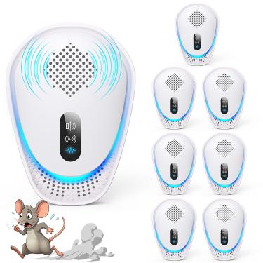 Imagem de Repelente de pragas ultrassônico atualizado 2025 para uso interno, controle de pragas, repelente de baratas, ratos, insetos, mosquitos, ratos, aranha, formiga, plugue ultrassônico repelente de