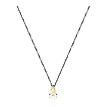 Imagem de Colar Feminino Ródio Negro E Pingente Pedra Amarela - Tulerry Semijoia