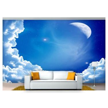 Imagem de Papel De Parede Lua Noite Nuvens Céu 3D Lua48 - Você Decora