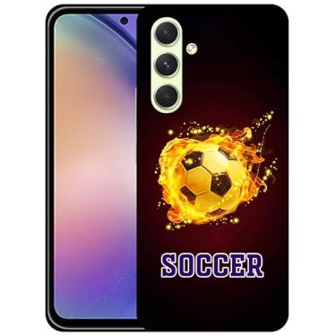 Imagem de SM CASES Capa para Samsung Galaxy S23 FE 5G - Capa de plástico rígido com estampa de futebol bola de fogo 3D compatível com Samsung Galaxy S23 FE 5G branca