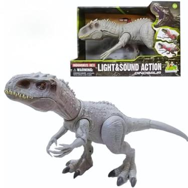 Imagem de Brinquedo Dinossauro Tiranossauro Rex Articulado com Som Realista e Luz T-Rex Interativo - Castela (BRANCO)