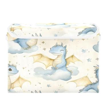 Imagem de SEHANY Cestas de armazenamento engraçadas de dinossauro com tampas, organizador de caixa de armazenamento dobrável, caixas de armazenamento de armário de tecido para roupas cobertor de escritório