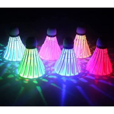 Imagem de Bolas de badminton LED Glow Birdies Iluminação para Atividades Esportivas Indoor Penas Ativação com um Botão Econômico Prático Iniciantes Amadores Adultos Jogo à Noite 6pcs
