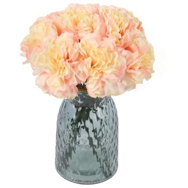 Imagem de INSUNSIX Cravos de champanhe flores artificiais 10 peças de cravos falsos para casa de banho cozinha mesa centro de mesa arranjo