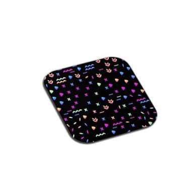 Imagem de Porta Copos Com Ilustração Personalizada Abstrato Preto e Arco-Íris - Tamanho 9x9 cm