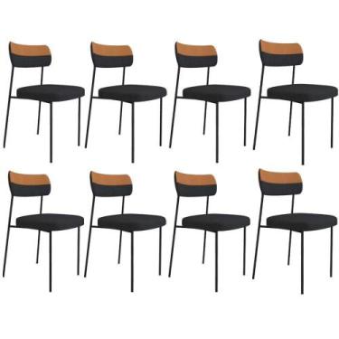 Imagem de Kit 08 Cadeiras Estofada Sala Melina L02 Grafite Caramelo - LYAM DECOR