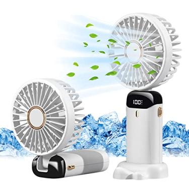 Imagem de Jsdoin Mini ventilador de mão, ventilador portátil USB, pequeno ventilador de bolso de 5 velocidades com base, ventilador de mesa dobrável para escritório, viagem (branco)