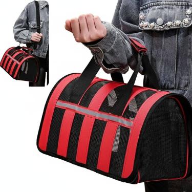 Imagem de Bolsa Transporte Gato Cachorro Pet Animais Estimaçao Faixa Refletiva Viagem Passeio Carro Aviao Confortavel Segurança