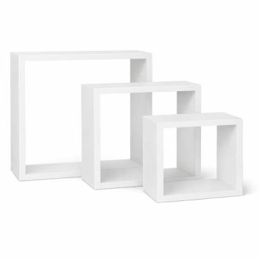 Imagem de Kit 3 Nichos Decorativos Quadrados Brancos MDF Encaixáveis - Nay Plane